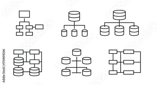 Various hand drawn database schema and network diagram concepts for business and technology vector