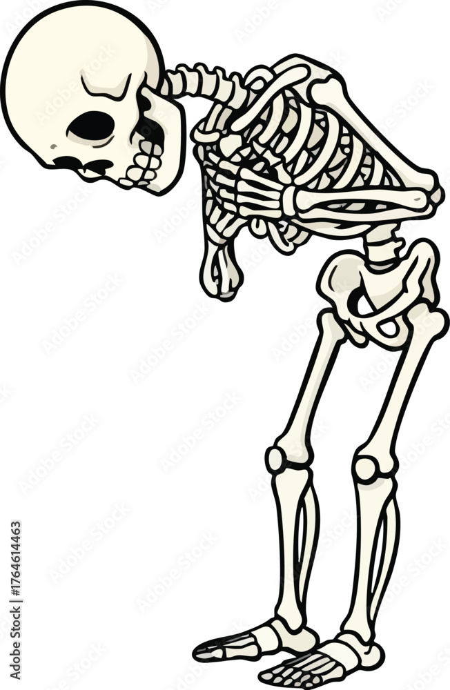 Fototapeta premium skeleton bowing respectfully, Black Skeleton Bending Over Illustration