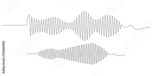 sound wave audio waveform sketch vector illustration