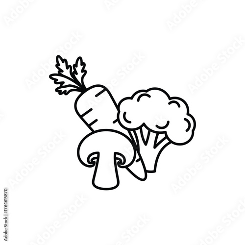 Healthy Fresh Vegetables Carrots Broccoli Mushroom Vegan Vegetarian Natural Diet Food