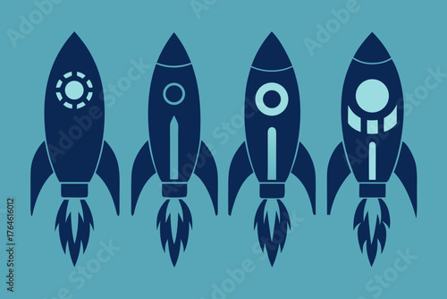 Space rocket silhoutte Black rocket ship icon with exhaust symbolizing launch space travel business startup and rapid progress space theme  