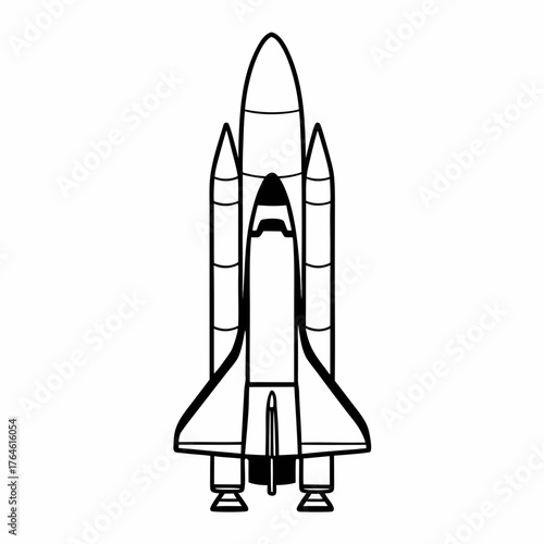 Space rocket silhoutte Black rocket ship icon with exhaust symbolizing launch space travel business startup and rapid progress space theme  