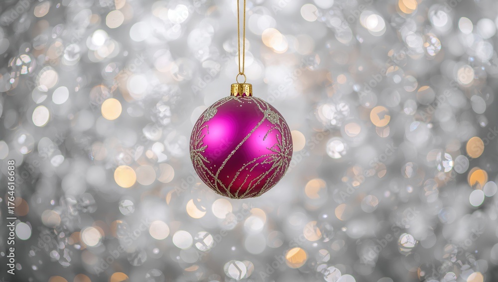 Fototapeta premium Celebration orb with shimmering silver lights backdrop