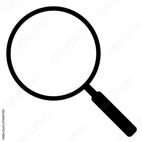 ミニマルなモノクロ虫眼鏡アイコン シンプル検索シンボル