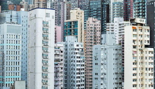Photography Crowded residential buildings in Hong Kong