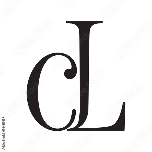 Elegant Black CL Symbol Inspired by Vintage Luxury Architectural Design