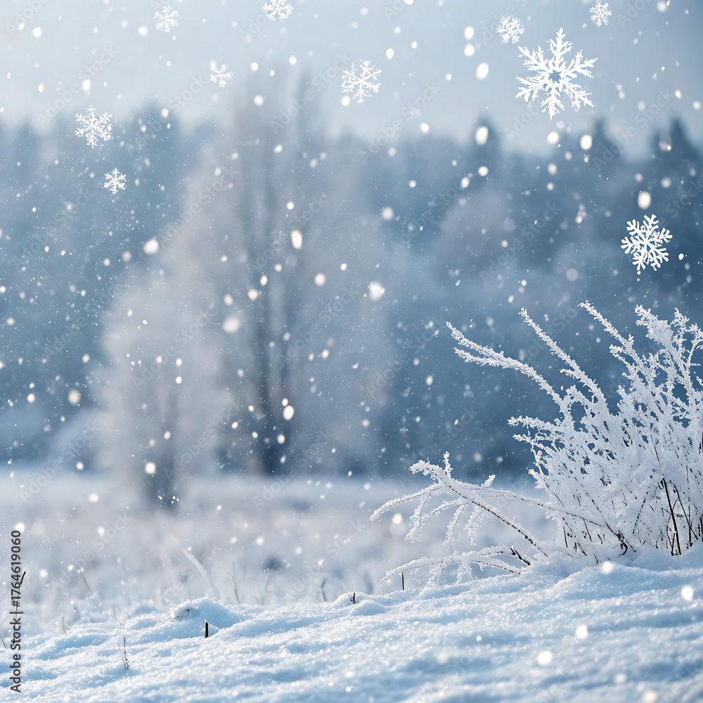Fototapeta premium winter landscape with snow, winter landscape with snow, Snow snowfall snowflakes winter overlay transparent falling background PNG, snow covered trees