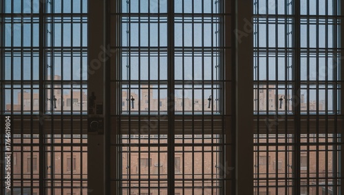 Wallpaper Mural Interior perspective of large factory-style windows in a modern minimalist structure. Torontodigital.ca