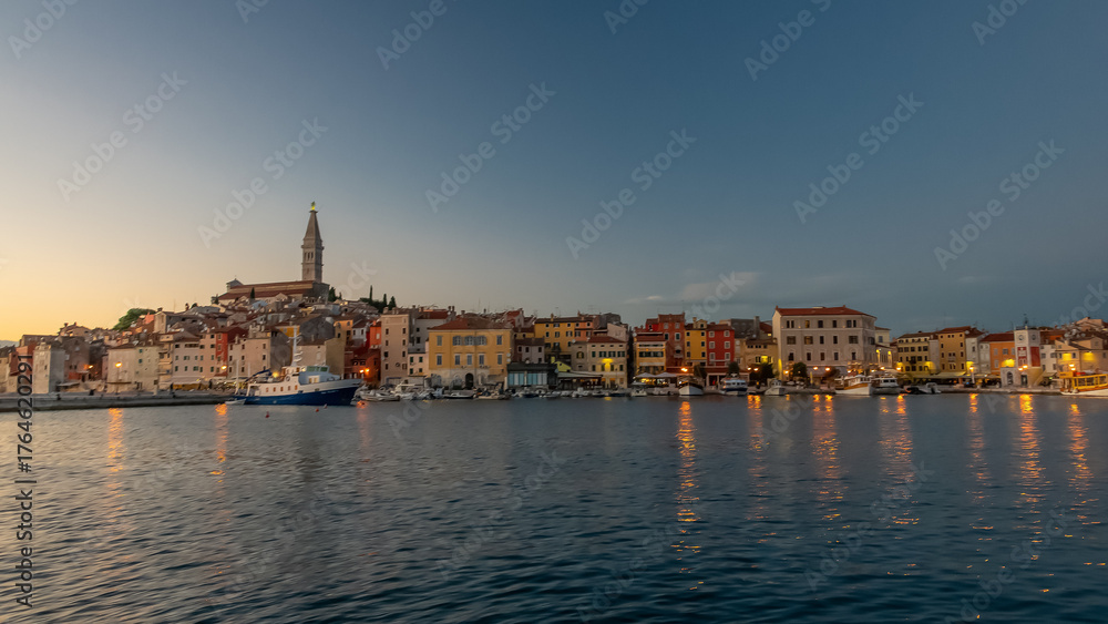 Fototapeta premium Evening cityscape of Rovinj, Croatia