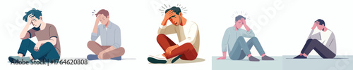 vector of a man sitting with a confused expression