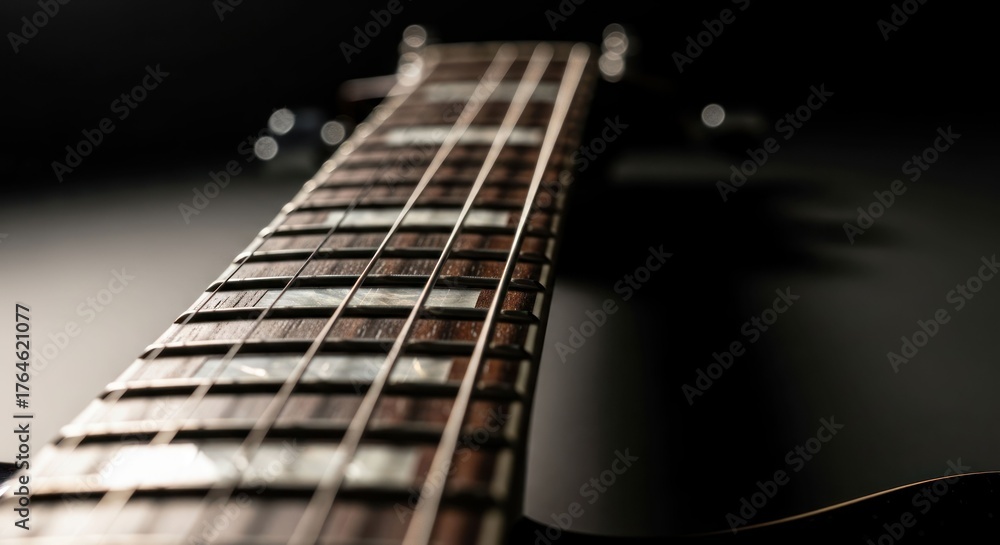 Fototapeta premium Close-up of a bass guitar neck