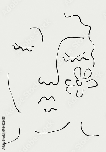 woman face line art drawing 