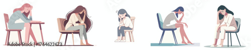 vector of a woman sitting on chair a confused expression