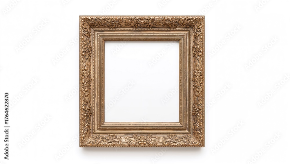 Fototapeta premium Vintage wooden photo frame for personal pictures, isolated design on white background