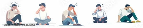 vector of a man sitting with a confused expression