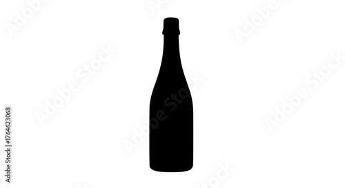 Standing wine bottle black white icon 