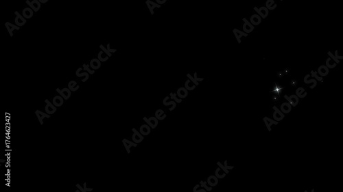 Twinkling star animation line, cartoon, white blinking shining stars animated cartoon on transparent black screen background, white glowing twinkling glitter star, magic sparkles glitter line stars.