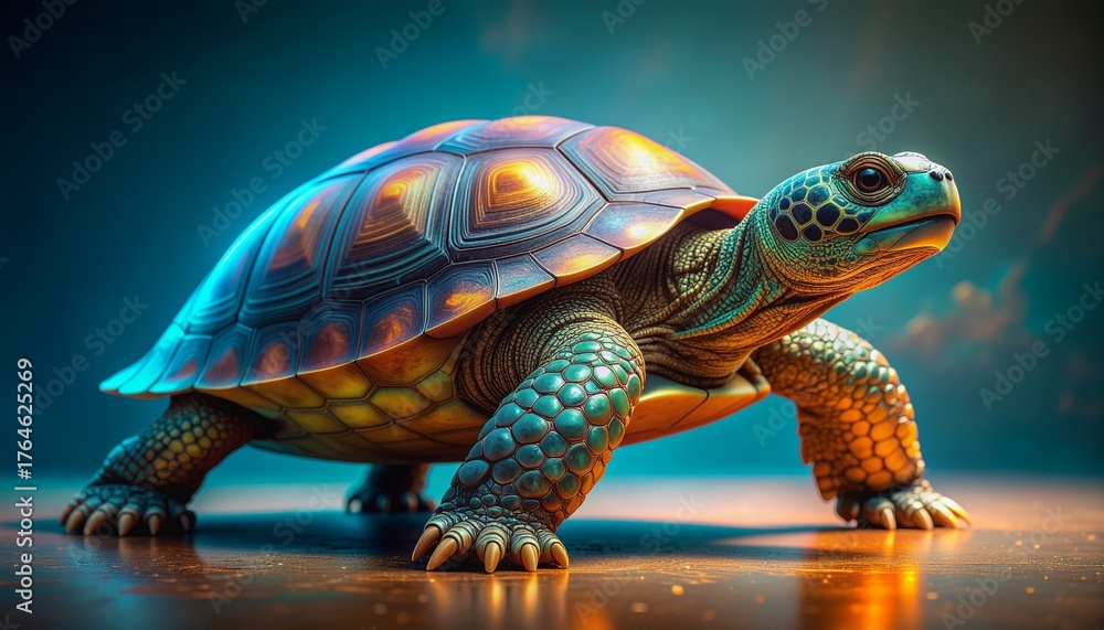 Obraz premium Pastel Turtle with Reflective Surface – Soft Tones