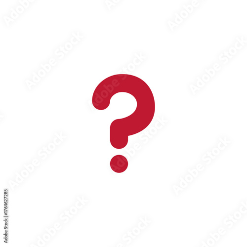 A large red question mark symbol isolated on a clean white background representing a query