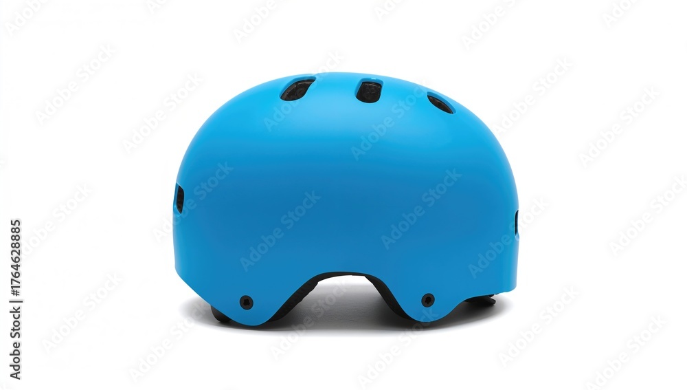 Fototapeta premium Blue Children's Helmet for Biking, Skating, or Rollerblading on a White Backdrop