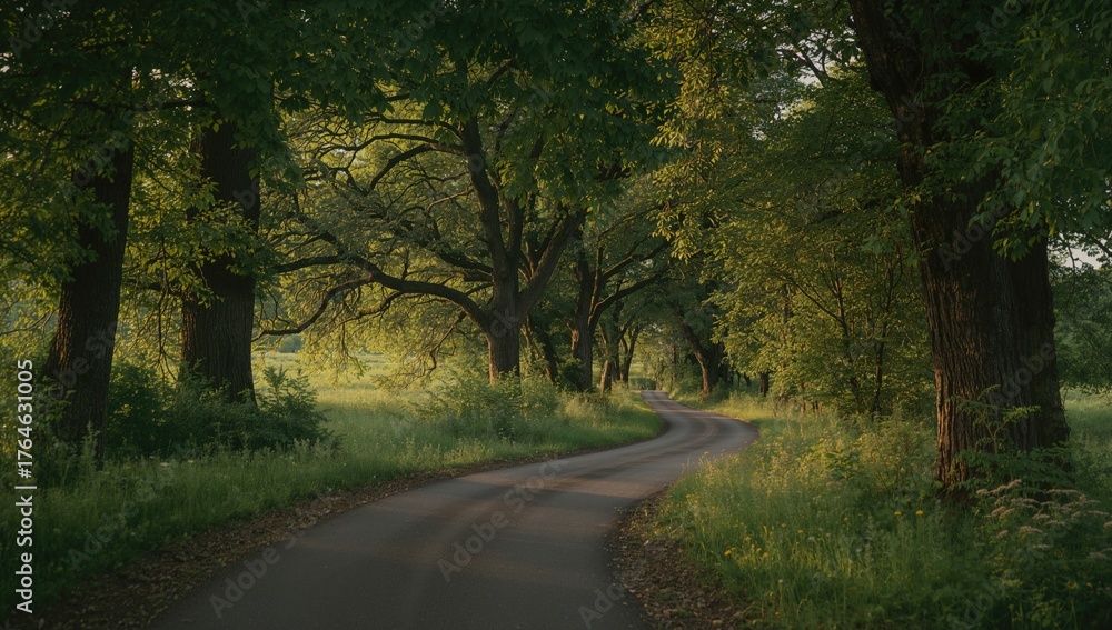 Obraz premium Ancient Pathway Through Lush Woods