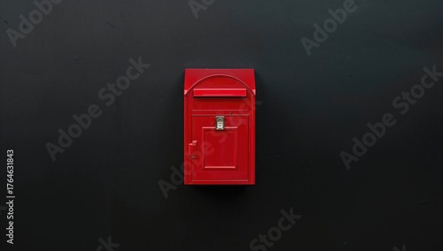 Crimson postbox set against a dark backdrop