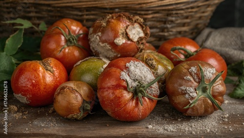Rotten Tomatoes Covered in Fungi