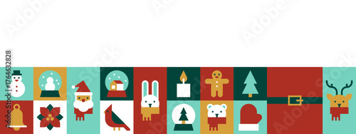 Xmas poster template Holiday Icon Strip with Festive Elements