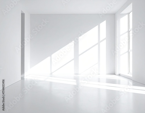 Wallpaper Mural Modern minimalist empty white room with natural sunlight streaming through large windows Torontodigital.ca