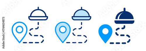Food ordering icons. Symbols mobile app for restaurant delivery and meal selection.