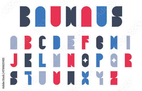 Elements of Bauhaus Geometric Typography Alphabet Set