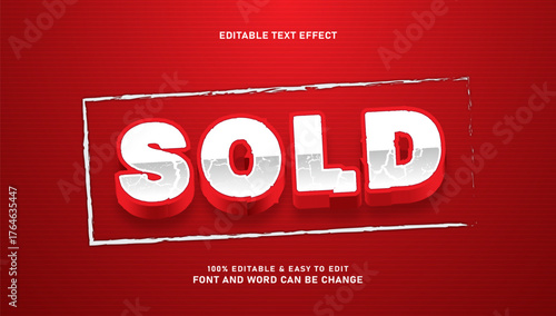 Sold text effect with bold 3d style and editable