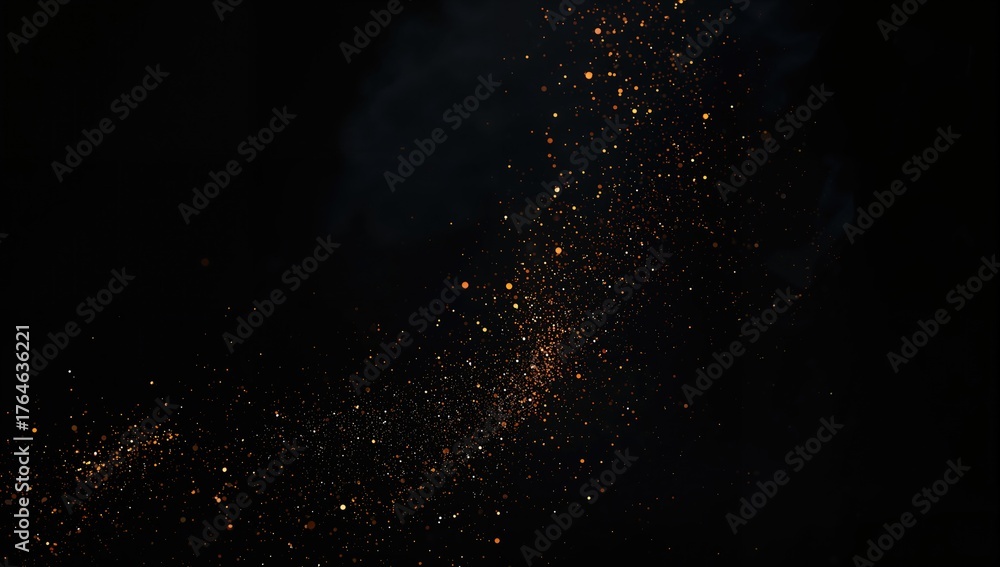 Obraz premium Glowing embers floating against a dark backdrop. Barbecue ashes scattered on a black surface. Sparkling fiery particles on a pitch-black background.