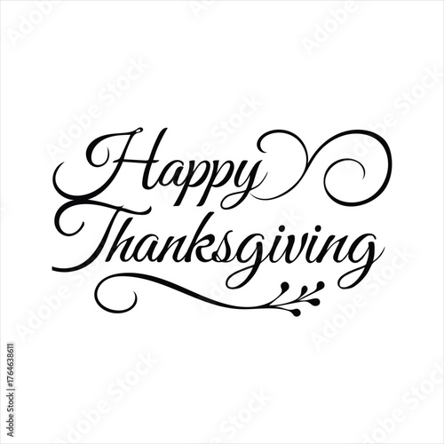 Elegant script typography for happy thanksgiving greeting celebration festive season vector