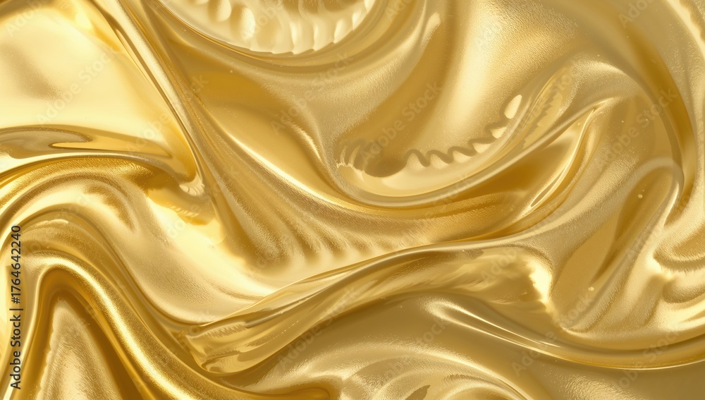 Fototapeta premium Golden silky waves resembling fluid ripples on a vegetable oil backdrop