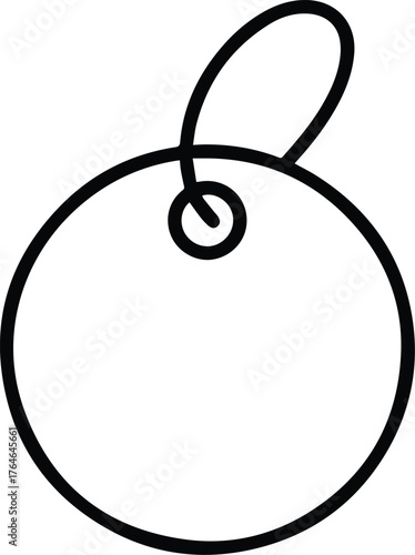circular price tag with a hole, simple outline vector illustration line art