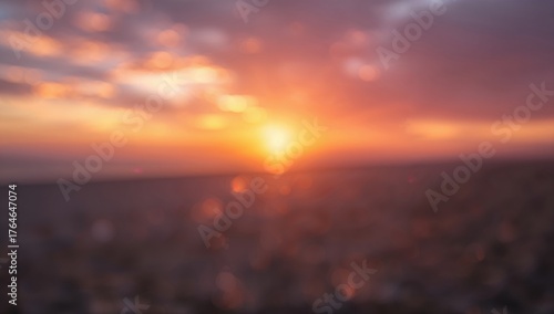 Blurred view of a radiant sunset