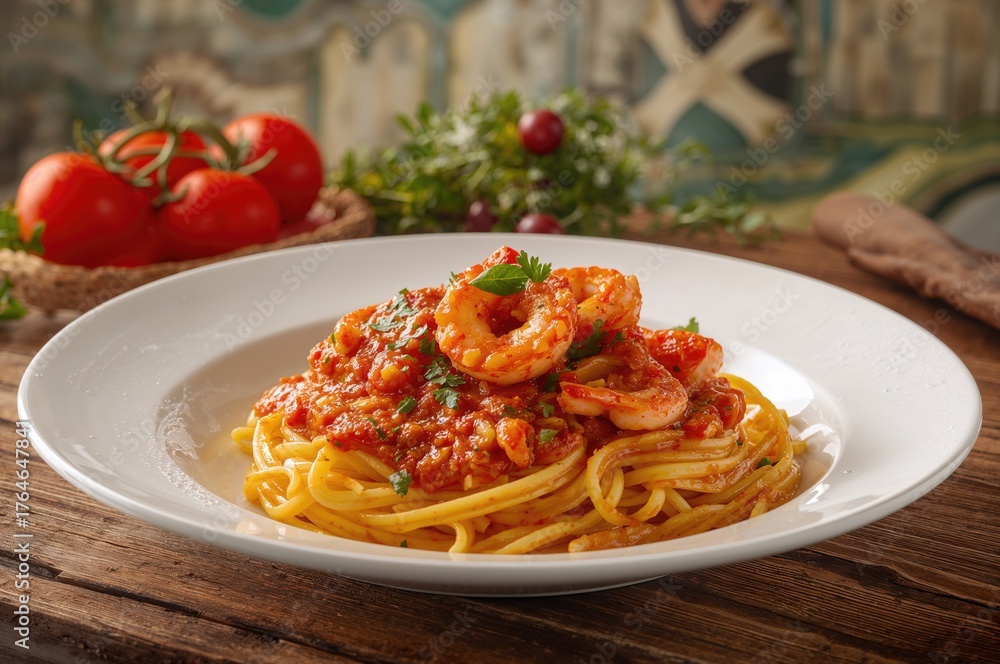 Fototapeta premium Classic Mediterranean Dish: Squid Tomato Sauce for Pasta