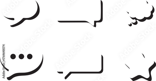 Bold Stroke Communication Bubbles Vector Set | Comic Style Speech, Thought and Chat Outline Icons