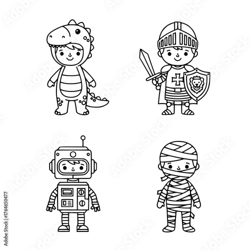 Cute kids in halloween costume set