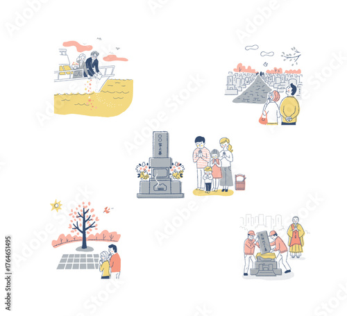 さまざまな埋葬方法・お墓に関する様々なイメージ　セット