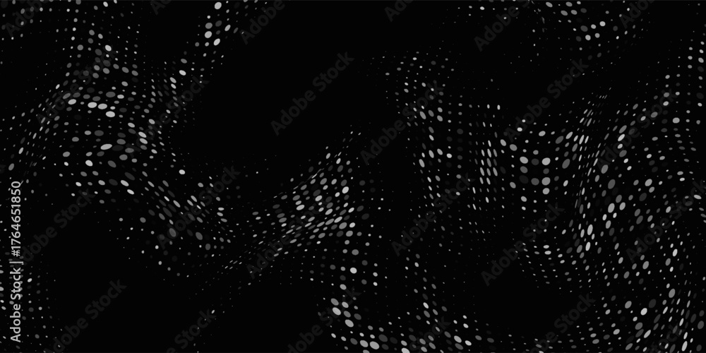 Dot white black wave technology texture background. Abstract big data digital concept. 3d rendering.