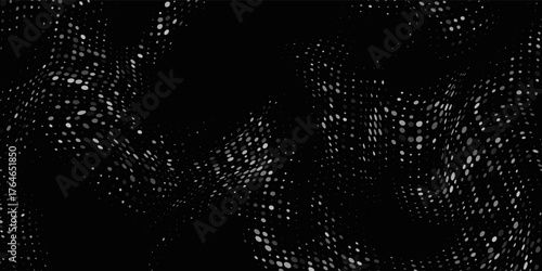 Dot white black wave technology texture background. Abstract big data digital concept. 3d rendering.