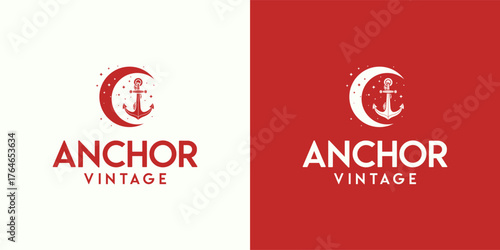 vintage anchor symbol illustration vector design for a pirate ship concept poster label