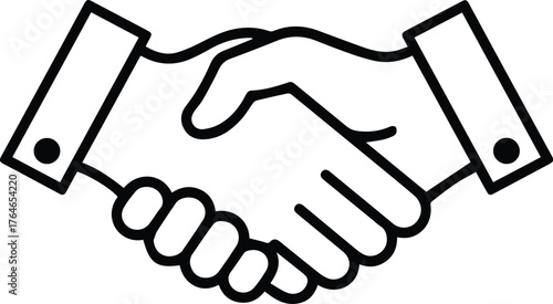 handshake outline vector and illustration line art