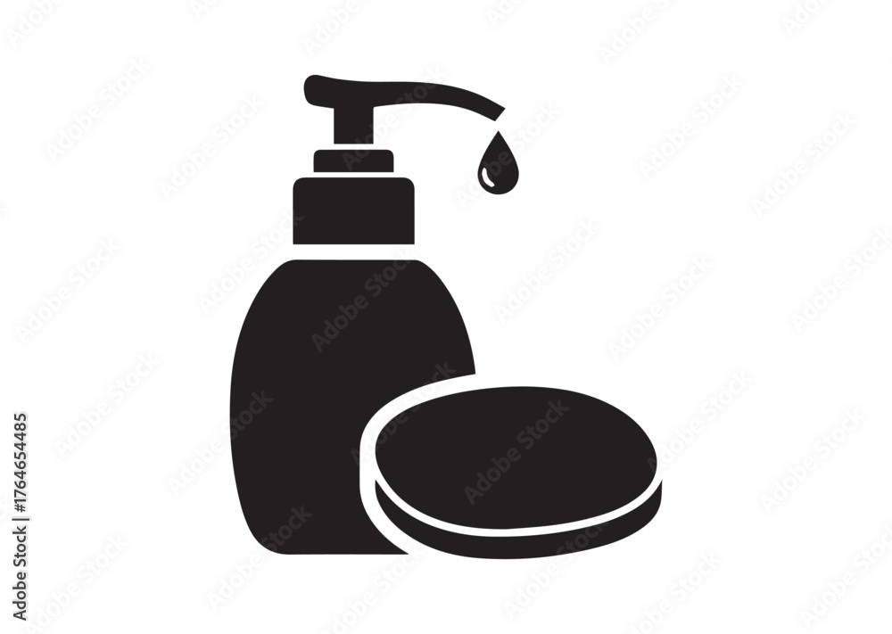 Obraz premium Liquid gel and soap icon, Liquid gel and soap silhouette vector