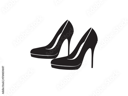 Elegant black stiletto high heel shoes fashionable footwear design silhouette