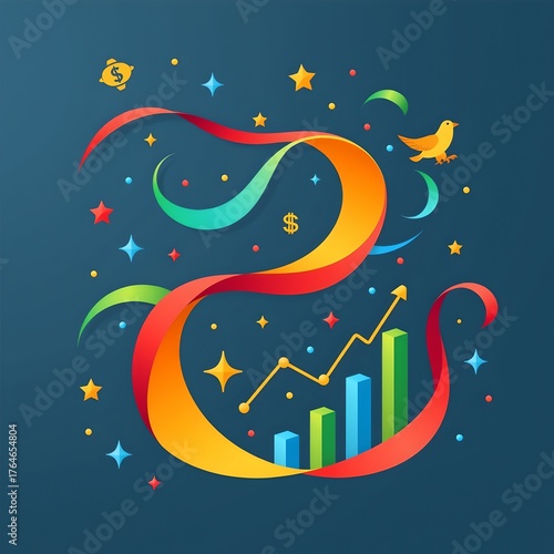 Abstract Financial Charts and Investment Data