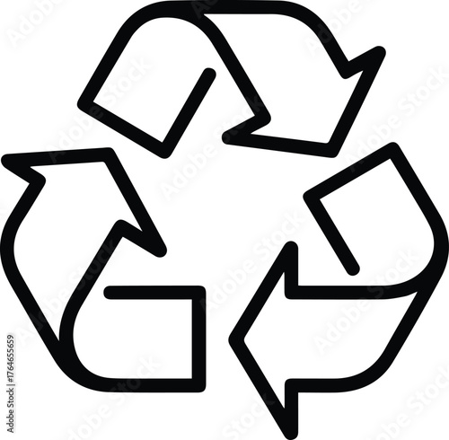 recycling symbol with arrows icon outline vector and illustration line art