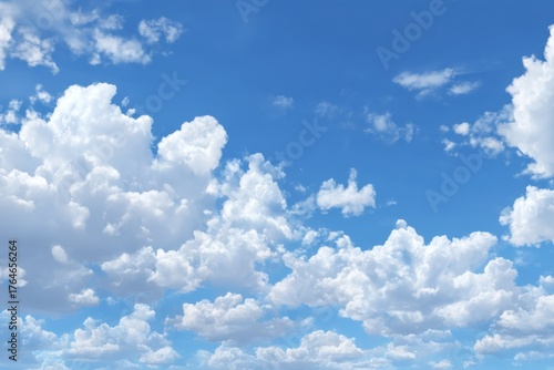 blue sky with cumulus clouds